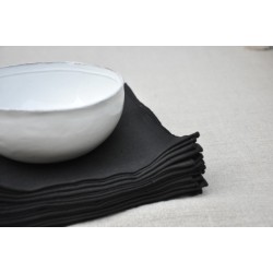 serviette de table en lin fin noir