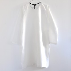 Uniform flared dress, white linen