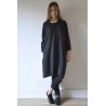 Uniform flared dress, black linen