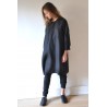 Uniform flared dress, black linen