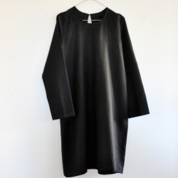 Uniform flared dress, black linen