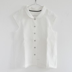 Chemise manches courtes Uniforme, lin blanc