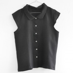 Chemise manches courtes Uniforme, lin noir