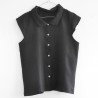 Chemise manches courtes, lin noir