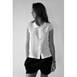 Chemise manches courtes Uniforme, lin blanc