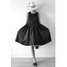 Uniform pleated dress, black linen