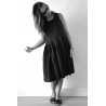 Uniform pleated dress, black linen