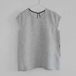 Uniform short sleeves blouse, light stripes linen