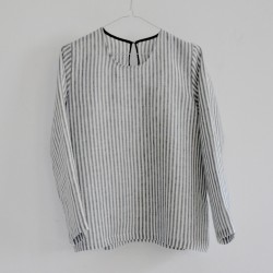 Uniform long sleeves blouse, light stripes linen