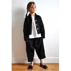 Uniform jacket, thick black linen