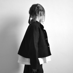 Uniform jacket, thick black linen