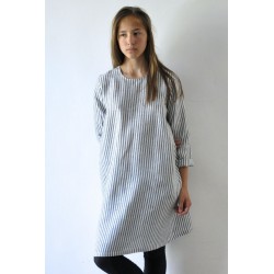 Uniform falred dress, light stripes linen