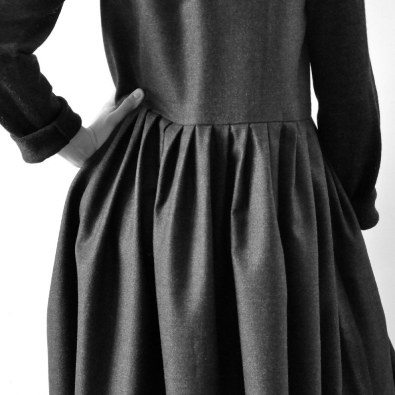 Uniform pleated dress sleeveless, grey woolblend