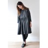 Uniform pleated dress long sleeves, grey woolblend