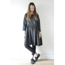 Robe à plis manches longues Uniforme, lainage gris