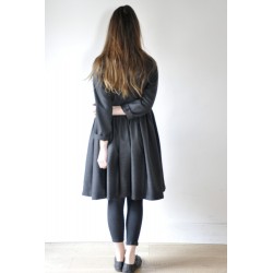 Uniform pleated dress long sleeves, grey woolblend