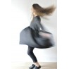 Uniform pleated dress long sleeves, grey woolblend