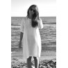 Uniform flared dress, long sleeves, white linen