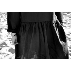 Robe-chemise, lin noir