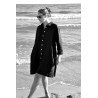 Uniform shirt-dress long sleeves, black linen