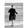 Uniform shirt-dress long sleeves, black linen