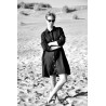 Uniform shirt-dress long sleeves, black linen