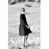 Uniform shirt-dress long sleeves, black linen