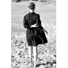 Uniform shirt-dress long sleeves, black linen