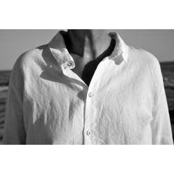 Chemise mixte, lin blanc