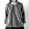 Uniform blouse long sleeves, dark stripes linen