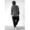 Uniform blouse long sleeves, dark stripes linen