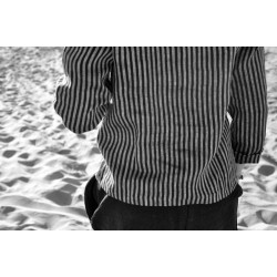 Uniform shirt long sleeves, dark stripes linen