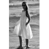 Uniform pleated dress sleeveless, white linen