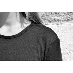 Uniform short pullover, black cotton knit