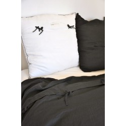 Duvet cover, black linen