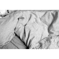 Duvet cover, light stripes linen