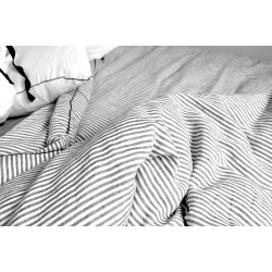 Duvet cover, light stripes linen