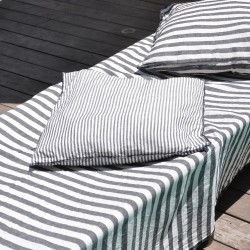 Pillow case, light stripes linen