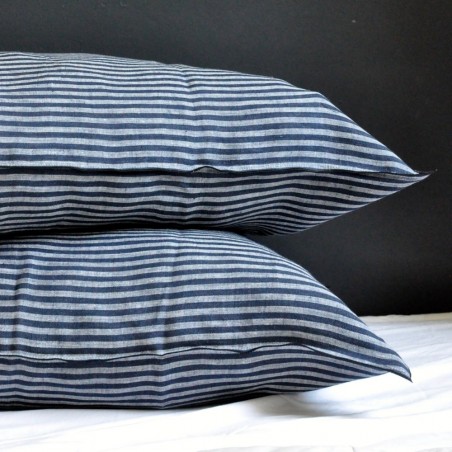 Pillow case, dark stripes linen