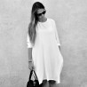 Flared dress, long sleeves, white silk