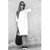 Flared dress, long sleeves, white silk