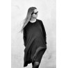 Flared dress, long sleeves, black silk