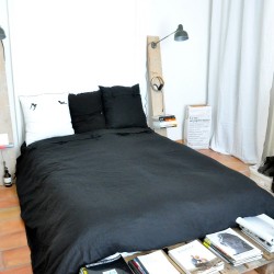 Duvet cover, black linen