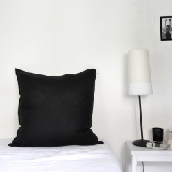 Pillow case, black linen