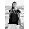 Uniform short sleeves blouse, black linen