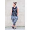 Sleeveless shirt, black linen