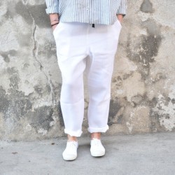 Pocket trousers, heavy white linen