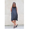 Flared dress, sleeveless, black silk