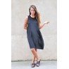 Flared dress, sleeveless, black silk