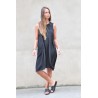 Flared dress, sleeveless, black silk